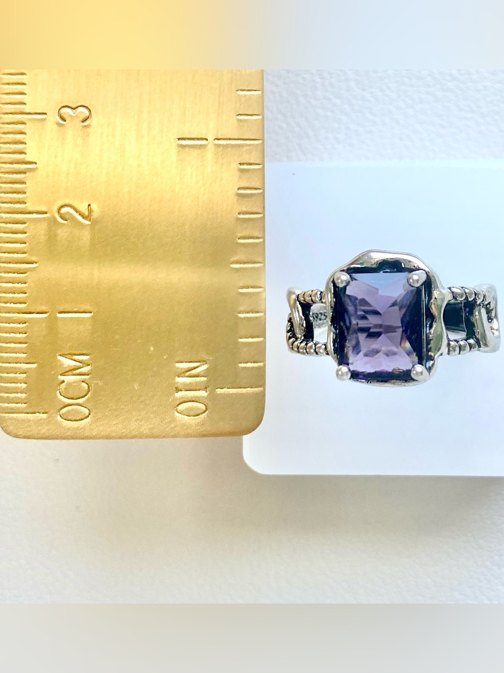 Sterling Silver Amethyst-Style Purple Statement Ring - Picture 4 of 4